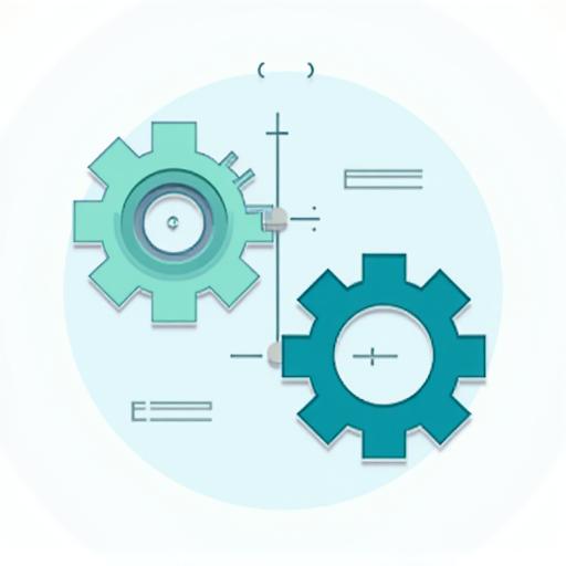 Icône graphique représentant un organigramme avec des engrenages.